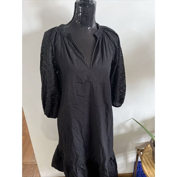 gap balloon lace Black Long sleeve tunic dress XS - Picture 1 of 13